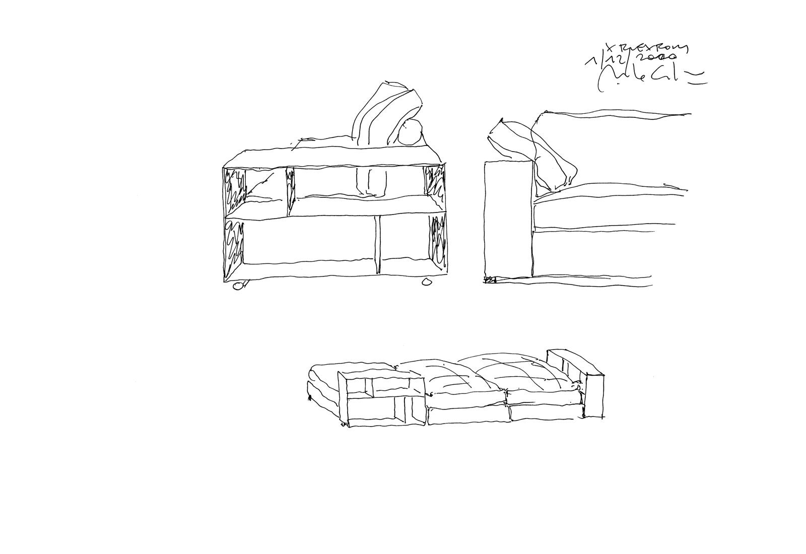 Antonio Citterio's first sketch of Groundpiece, December 2000